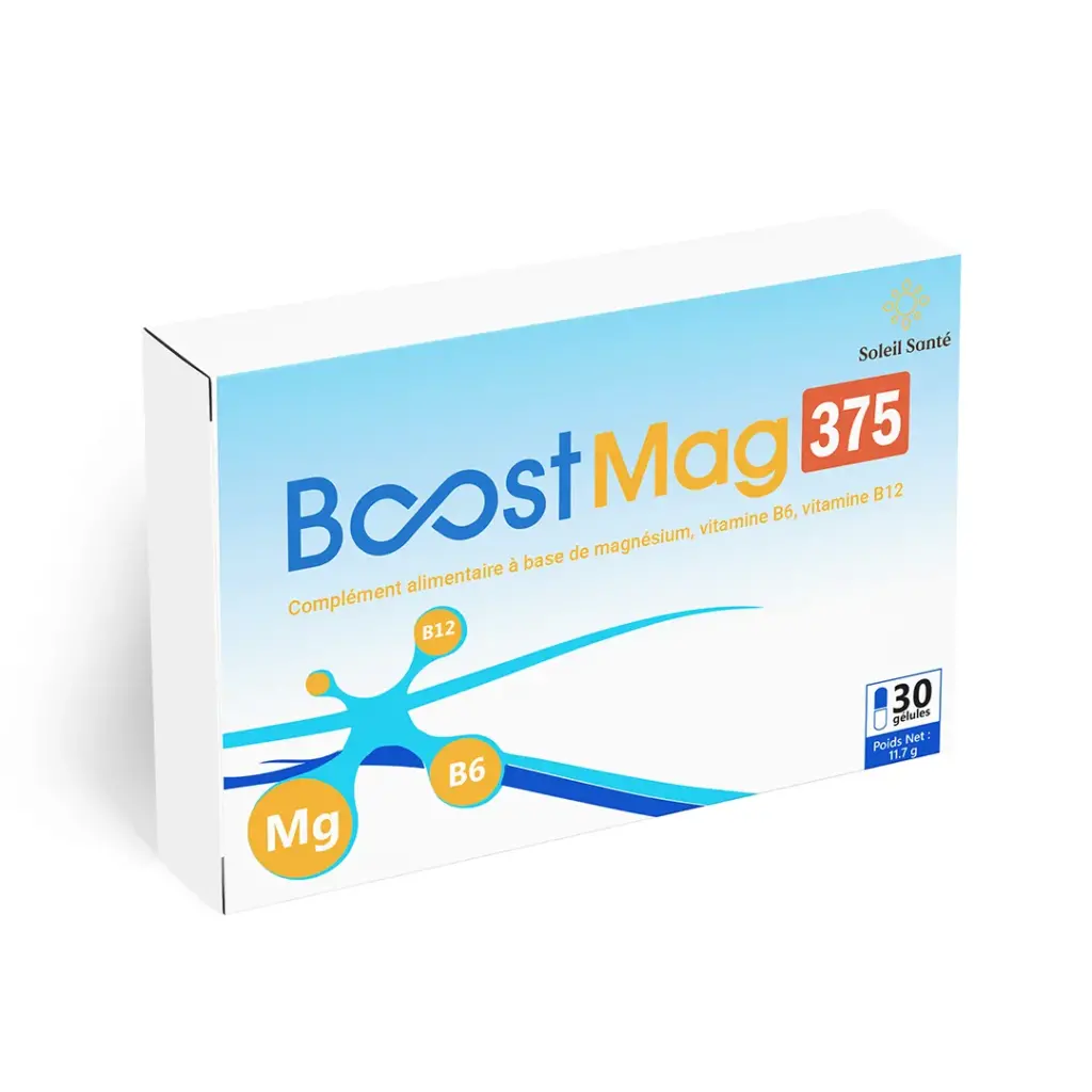 Boost Mag 375 : Complément riche en magnésium, vitamine B6 et vitamine B12 pour réduire la fatigue - Soleil Santé.