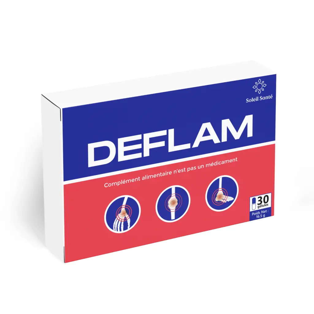 DEFLAM : Complément avec extrait de curcuma pour soulager l'arthrite et les inflammations articulaires - Soleil Santé.