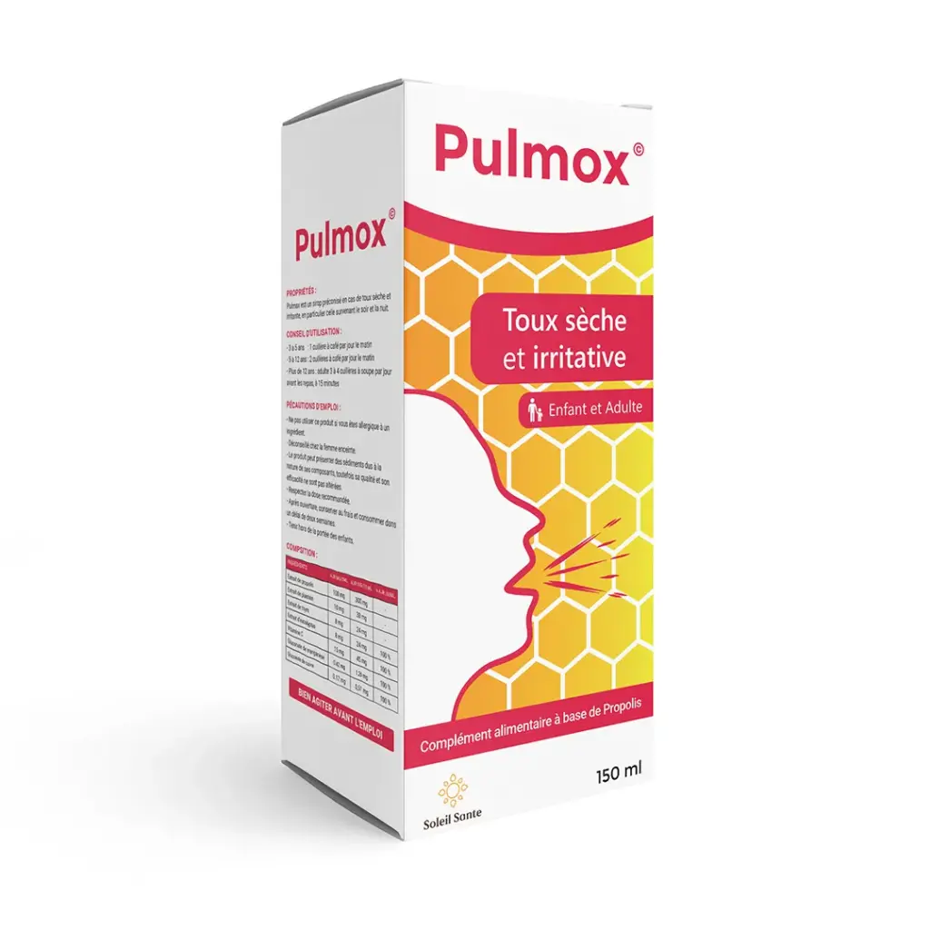Pulmox : Sirop pour toux sèche et irritante, notamment nocturne - Soleil Santé.