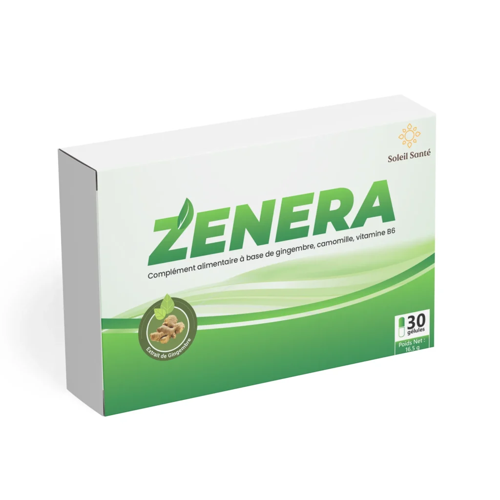 ZENEARA : Complément qui diminue les sensations de vomissement et de nausée, adapté aux femmes enceintes.